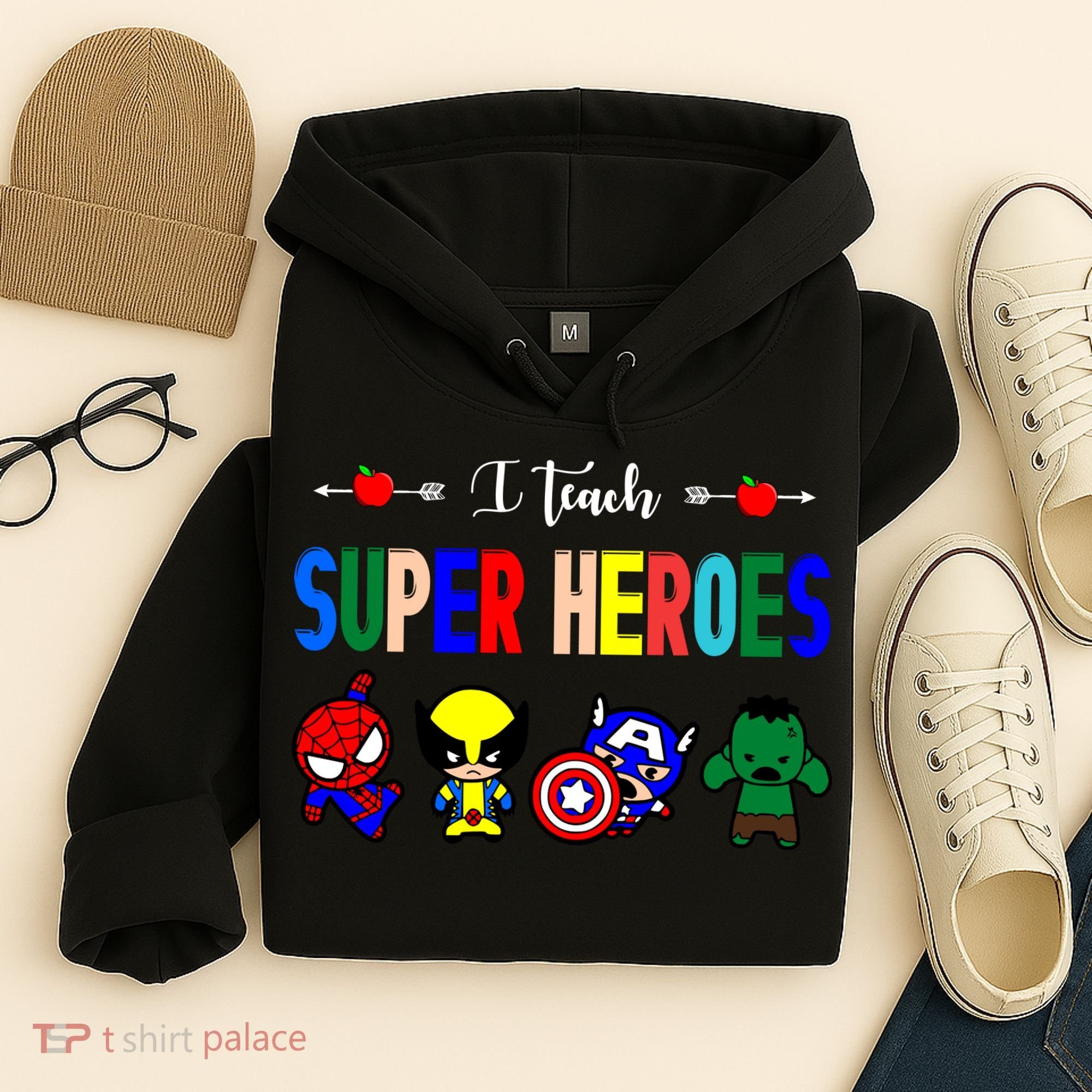 I Teacher Super Heroes Cute Superhero Characters Hoodie