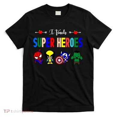 I Teacher Super Heroes Cute Superhero Characters T-Shirt