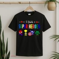 I Teacher Super Heroes Cute Superhero Characters T-Shirt thumb 2