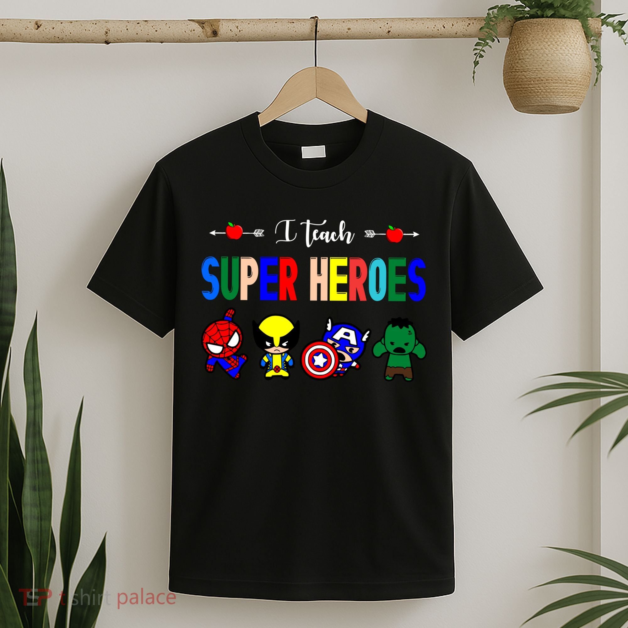 I Teacher Super Heroes Cute Superhero Characters T-Shirt