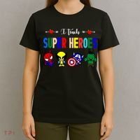 I Teacher Super Heroes Cute Superhero Characters T-Shirt thumb 4