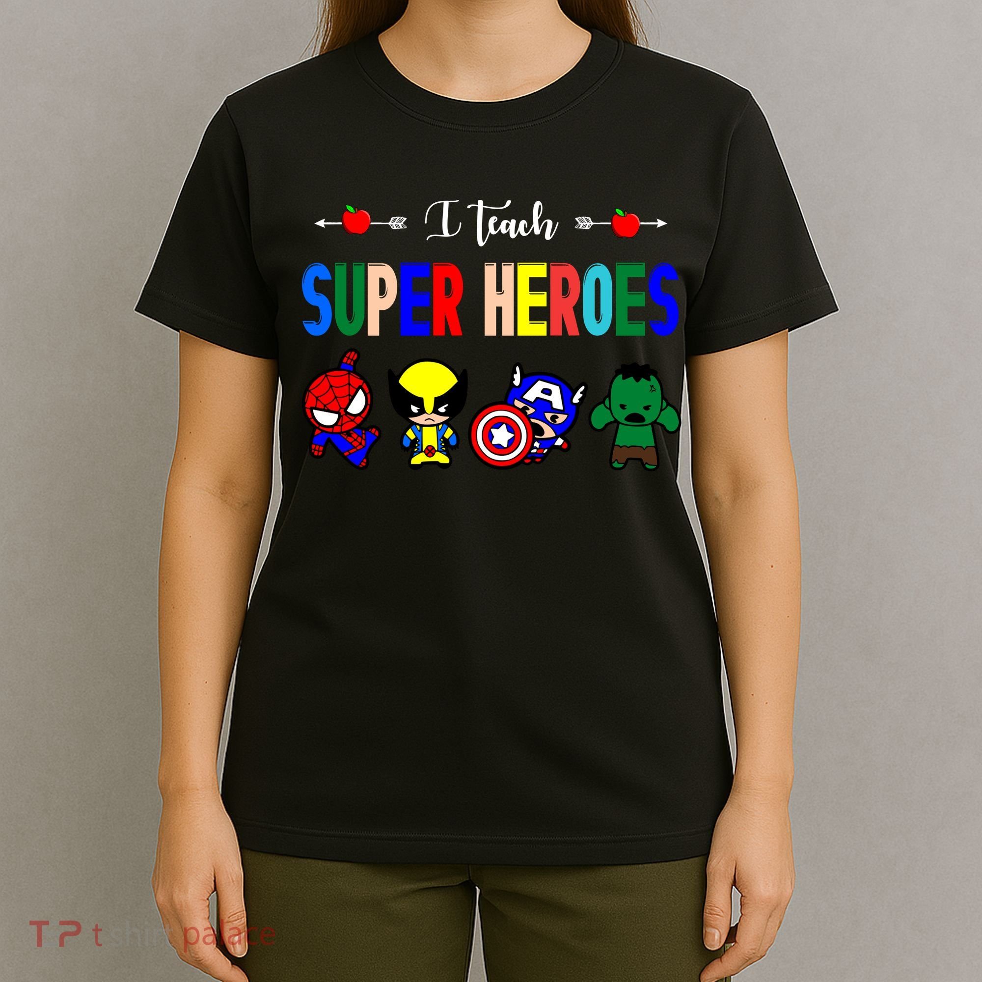 I Teacher Super Heroes Cute Superhero Characters T-Shirt