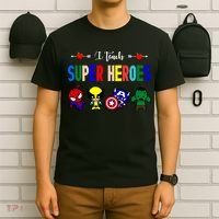 I Teacher Super Heroes Cute Superhero Characters T-Shirt thumb 6