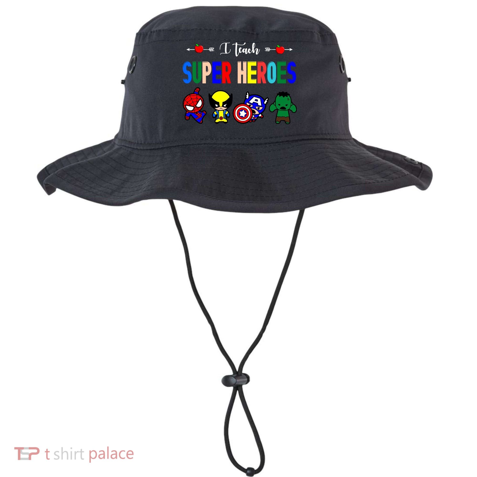 I Teacher Super Heroes Cute Superhero Characters Bucket Hat