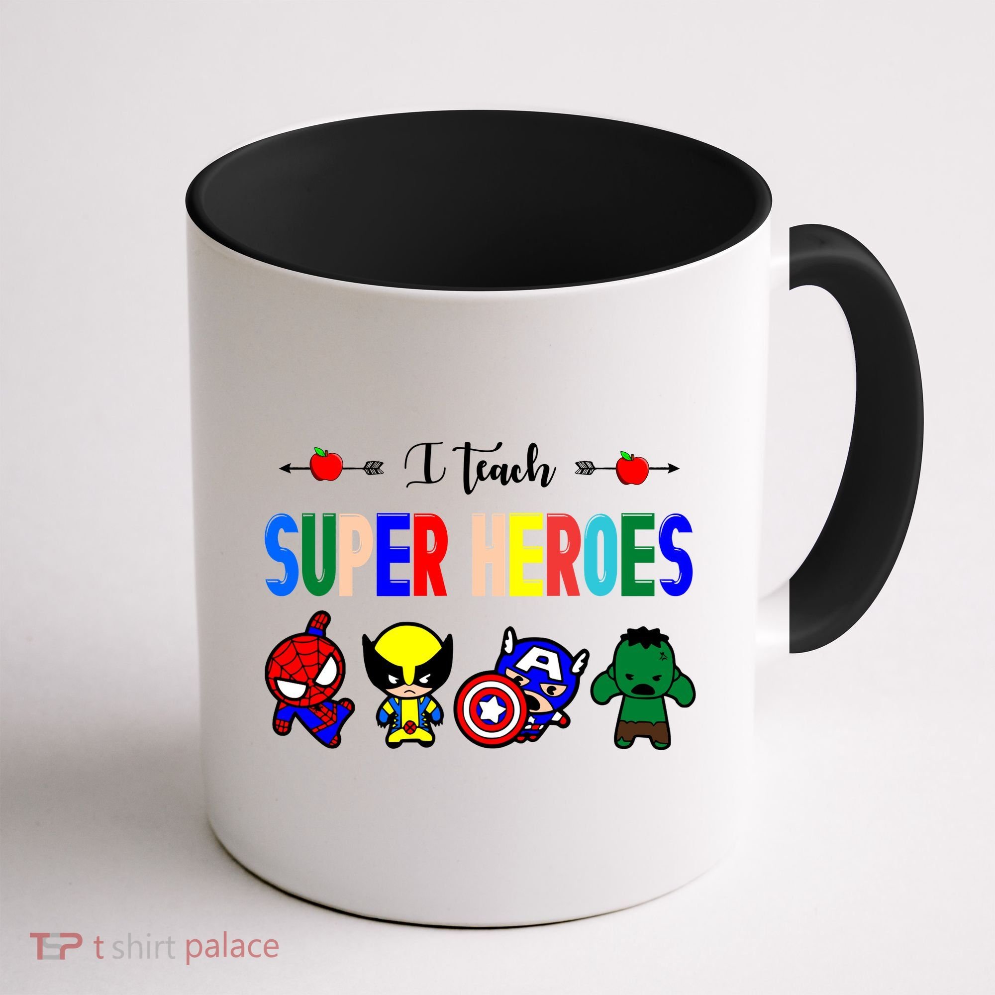 I Teacher Super Heroes Cute Superhero Characters Coffee Mug