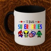 I Teacher Super Heroes Cute Superhero Characters Coffee Mug thumb 2