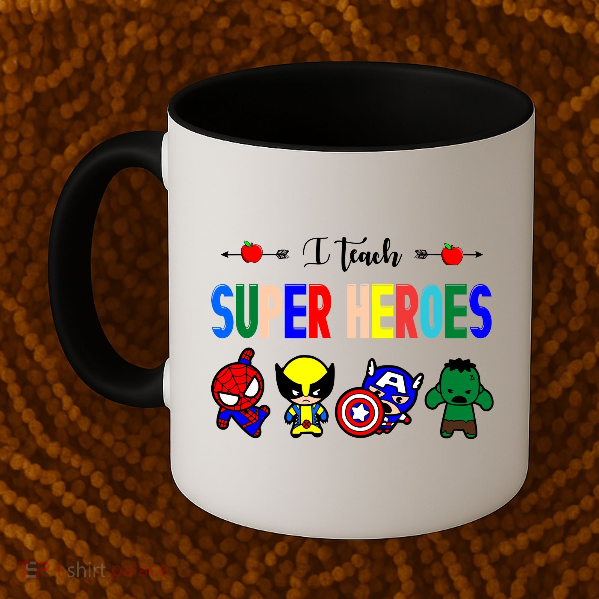 I Teacher Super Heroes Cute Superhero Characters Coffee Mug