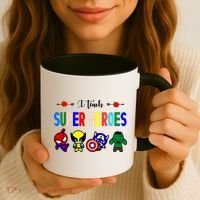 I Teacher Super Heroes Cute Superhero Characters Coffee Mug thumb 3