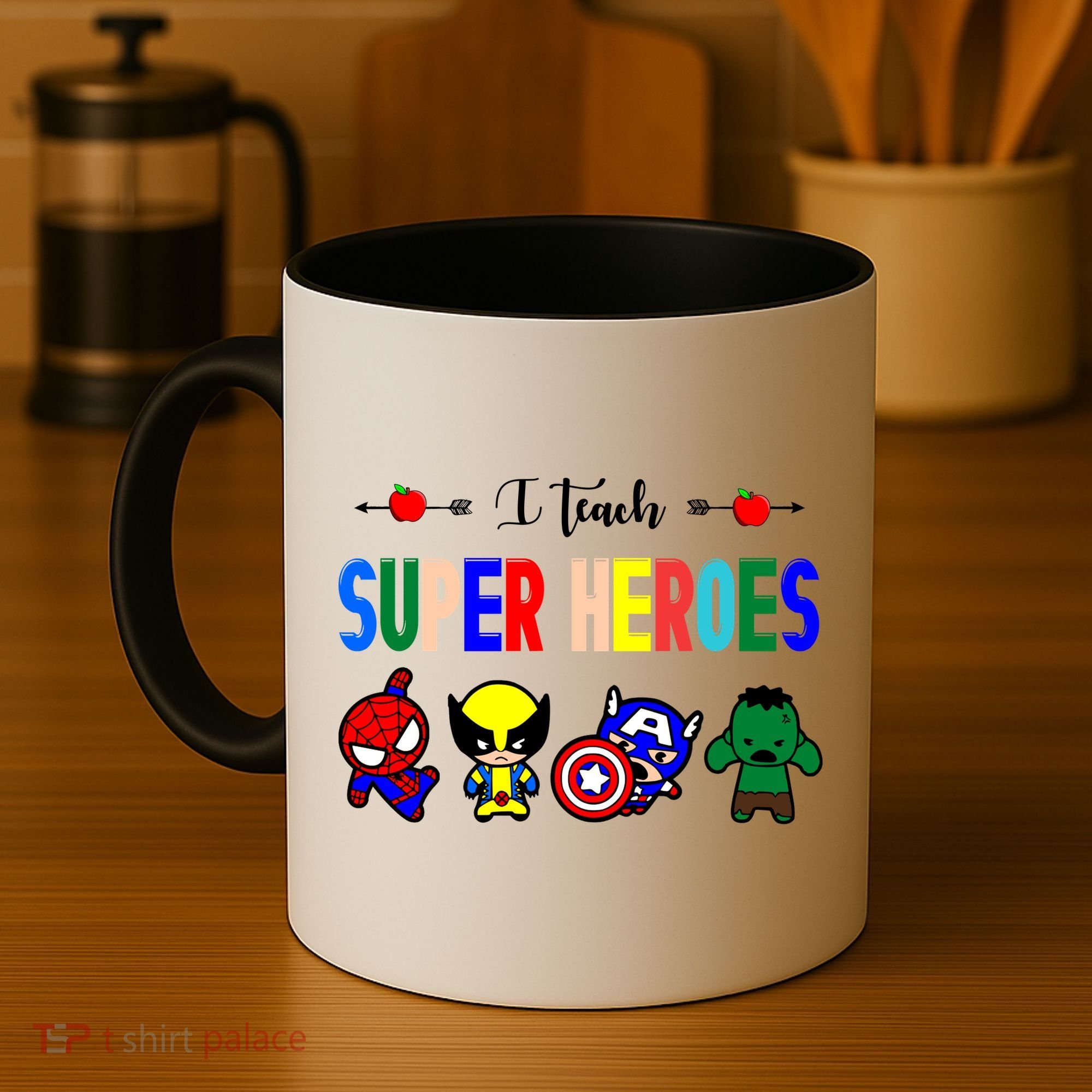 I Teacher Super Heroes Cute Superhero Characters Coffee Mug