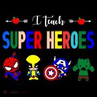 I Teacher Super Heroes Cute Superhero Characters Women's Hoodie thumb 2