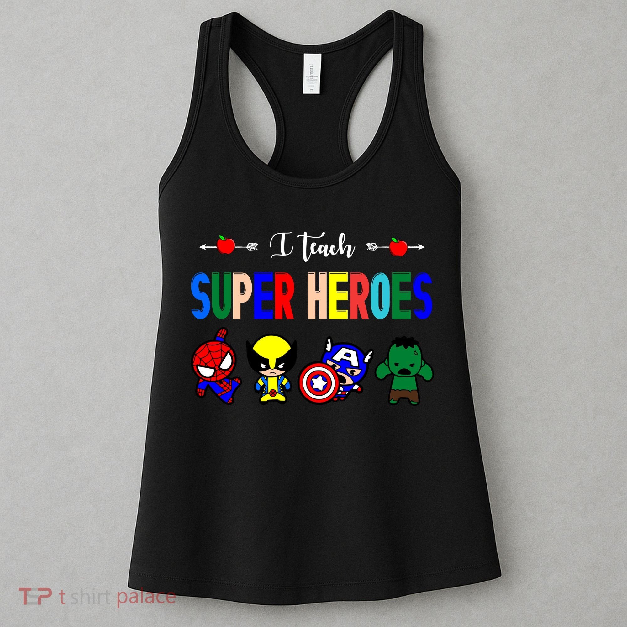 I Teacher Super Heroes Cute Superhero Characters Women's Tank Top