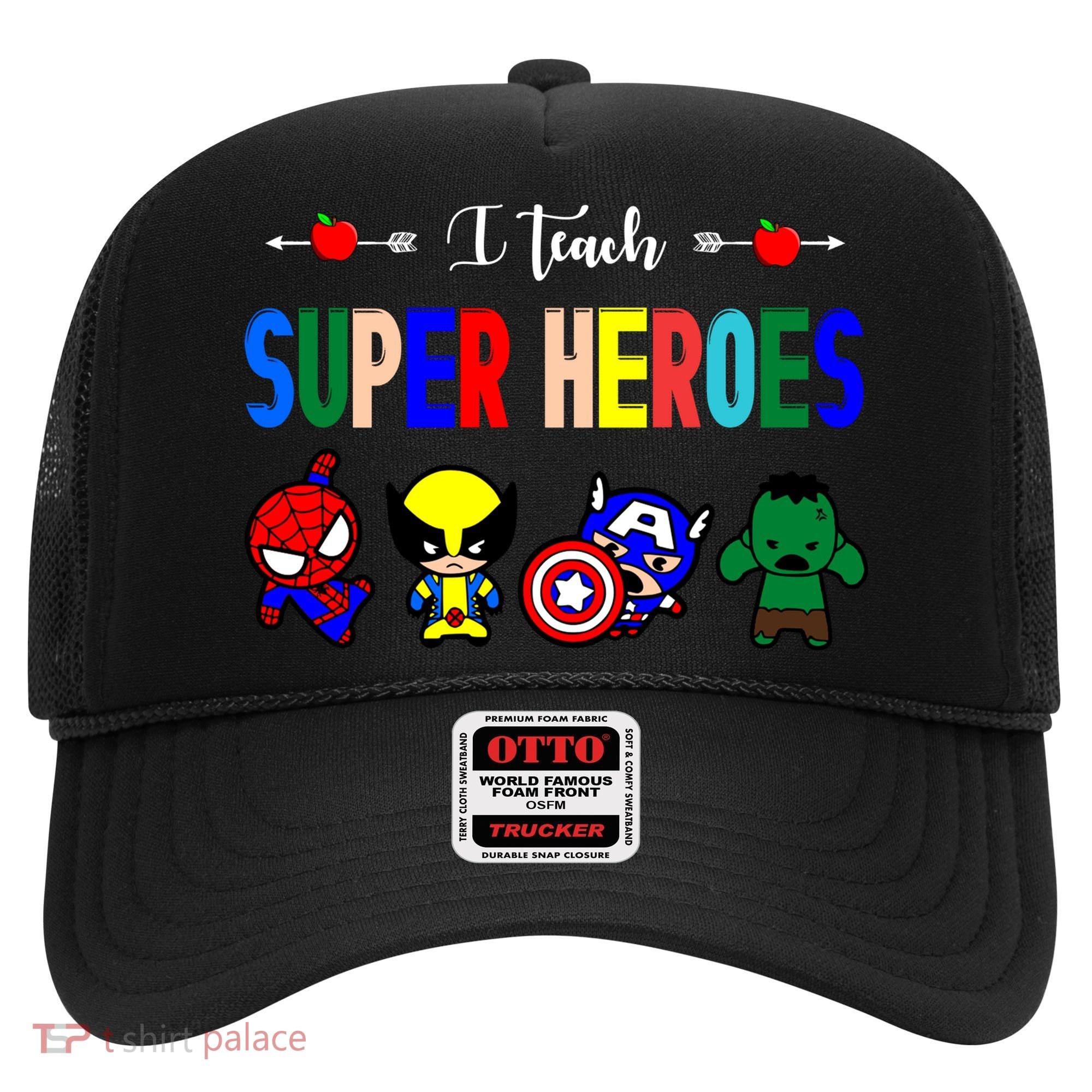 I Teacher Super Heroes Cute Superhero Characters Hat