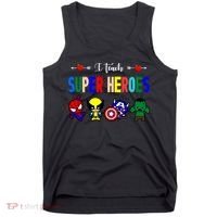 I Teacher Super Heroes Cute Superhero Characters Tank Top thumb 0