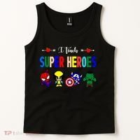 I Teacher Super Heroes Cute Superhero Characters Tank Top thumb 2