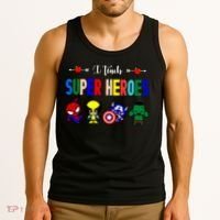 I Teacher Super Heroes Cute Superhero Characters Tank Top thumb 3
