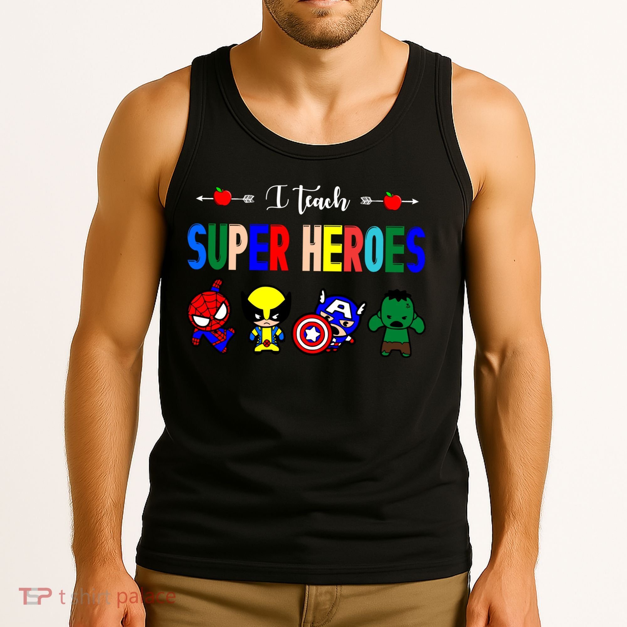 I Teacher Super Heroes Cute Superhero Characters Tank Top