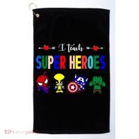 I Teacher Super Heroes Cute Superhero Characters Golf Towel thumb 0