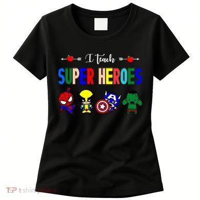 I Teacher Super Heroes Cute Superhero Characters Women's T-Shirt