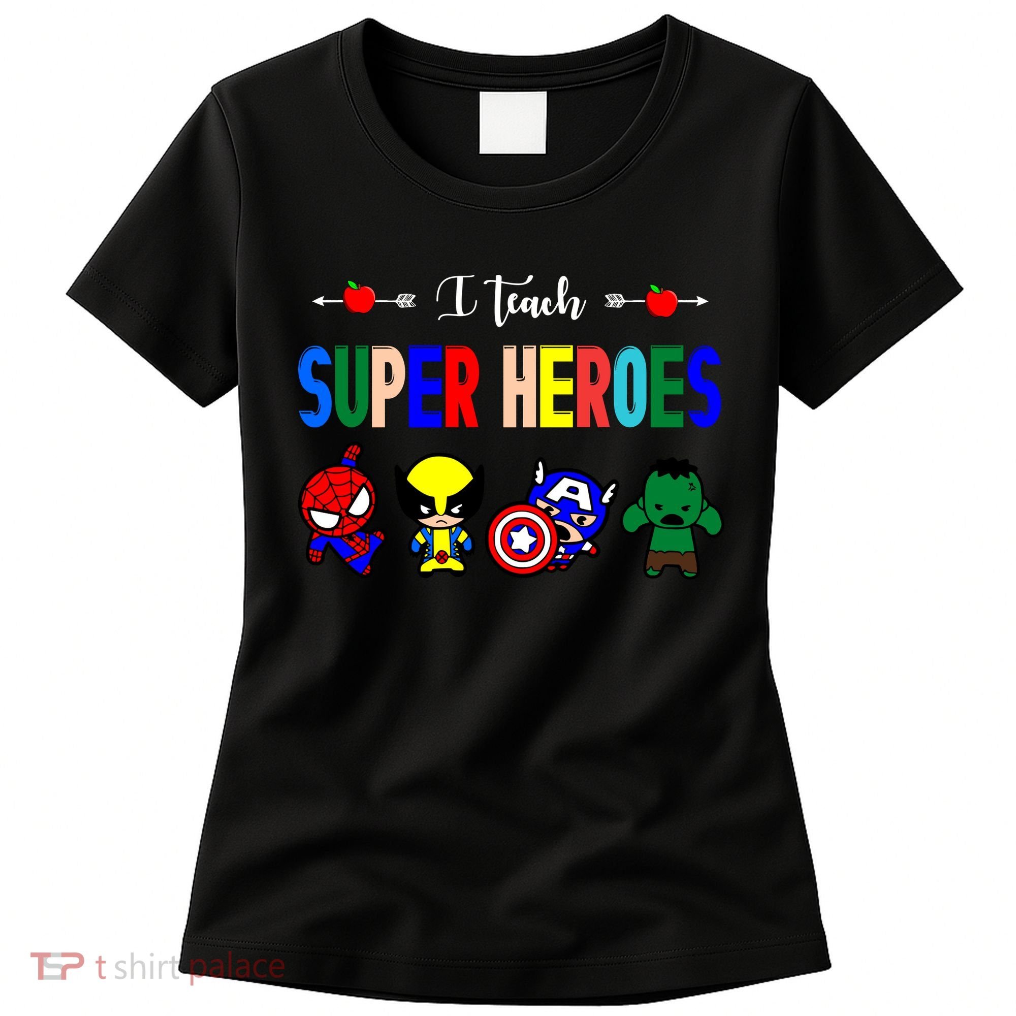 I Teacher Super Heroes Cute Superhero Characters Women's T-Shirt
