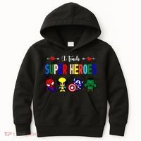 I Teacher Super Heroes Cute Superhero Characters Kids Hoodie thumb 0