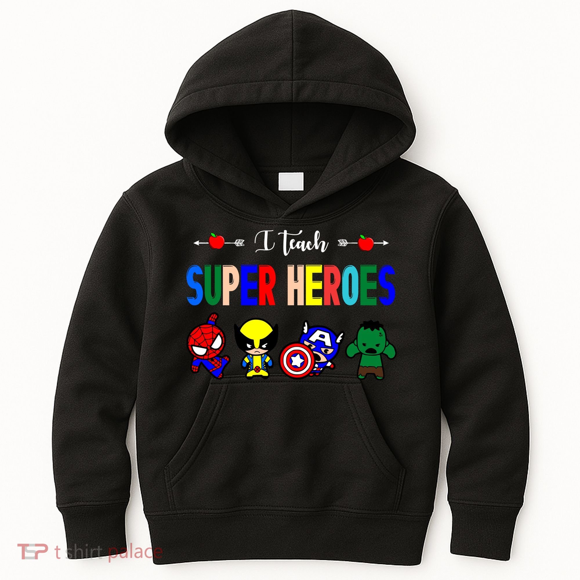I Teacher Super Heroes Cute Superhero Characters Kids Hoodie