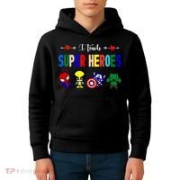 I Teacher Super Heroes Cute Superhero Characters Kids Hoodie thumb 4