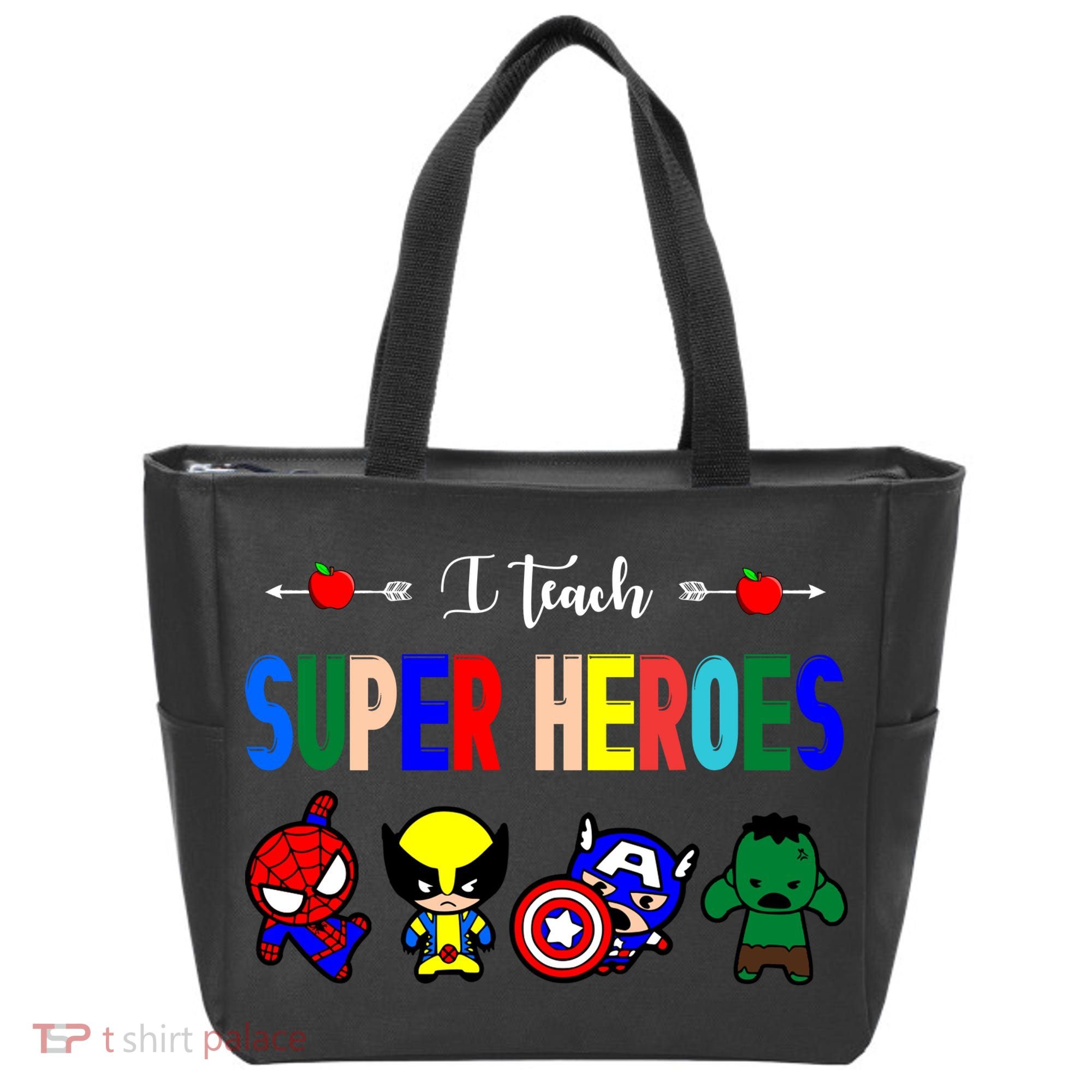 I Teacher Super Heroes Cute Superhero Characters Tote Bag