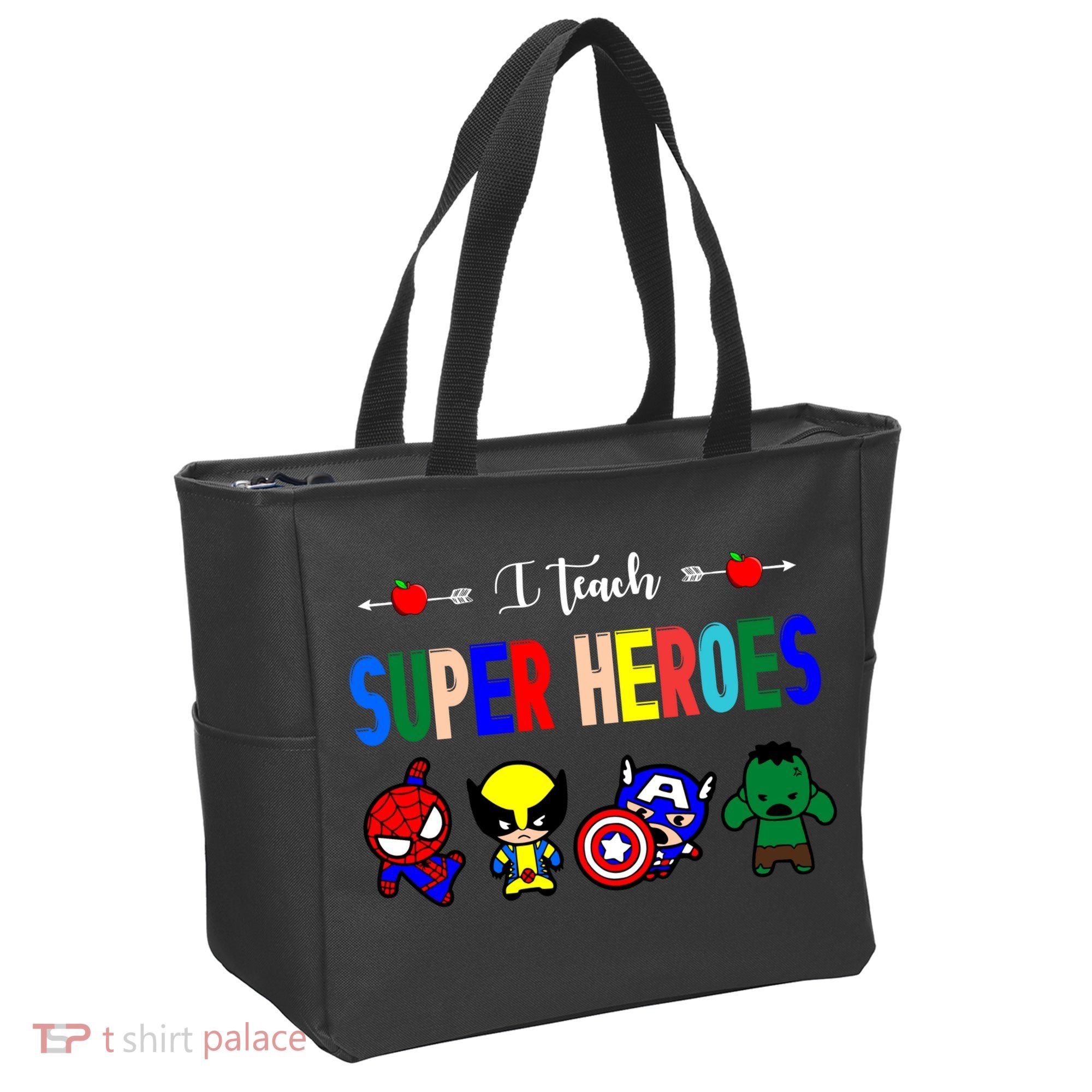 I Teacher Super Heroes Cute Superhero Characters Tote Bag