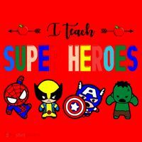 I Teacher Super Heroes Cute Superhero Characters Santa Hat thumb 1