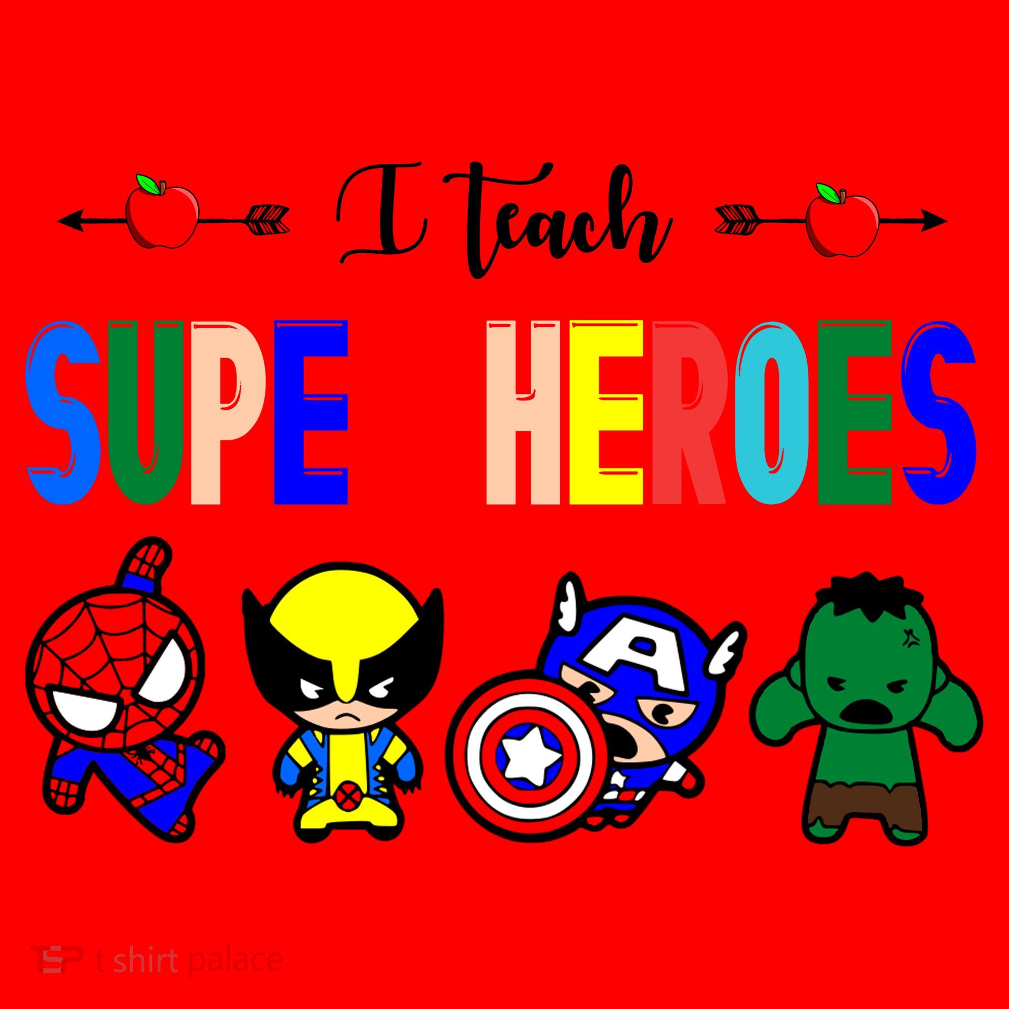 I Teacher Super Heroes Cute Superhero Characters Santa Hat