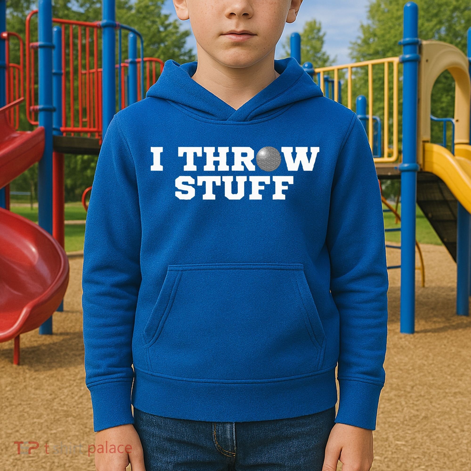 I Throw Stuff Shot Put Athlete Throwing Kids Hoodie