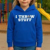 I Throw Stuff Shot Put Athlete Throwing Kids Hoodie thumb 3