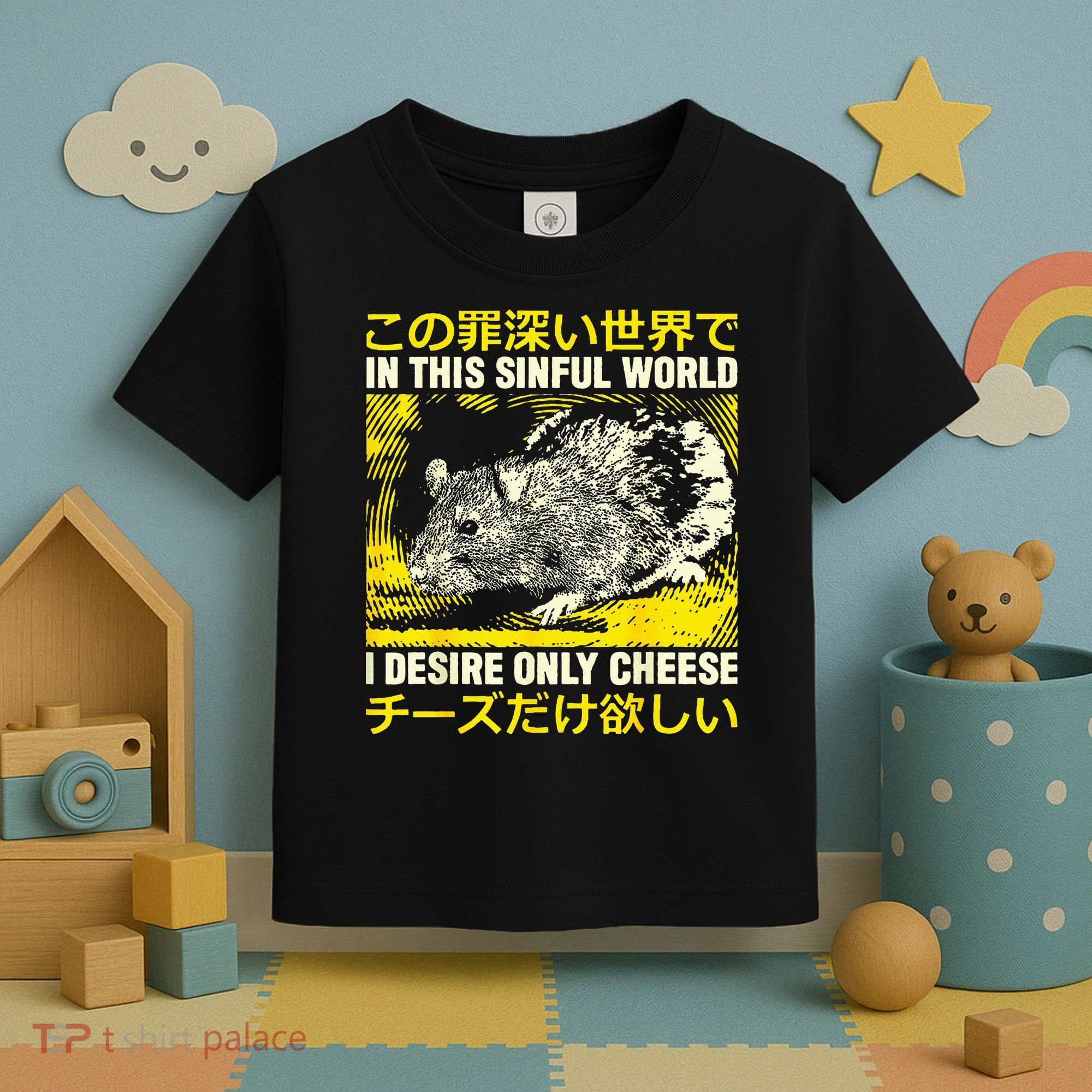 In This Sinful World I Desire Only Cheese Rat Japanese Toddler T-Shirt