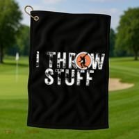 I Throw Stuff Discus Track And Field Athlete Throwers Gifts Golf Towel thumb 1