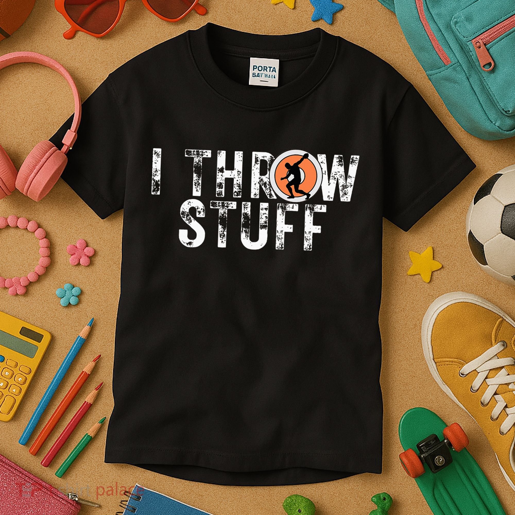 I Throw Stuff Discus Track And Field Athlete Throwers Gifts Kids T-Shirt
