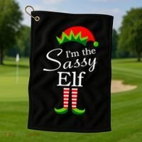 The Sassy Elf Funny Christmas Family Matching Golf Towel thumb 1