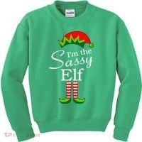 The Sassy Elf Funny Christmas Family Matching Kids Sweatshirt thumb 0