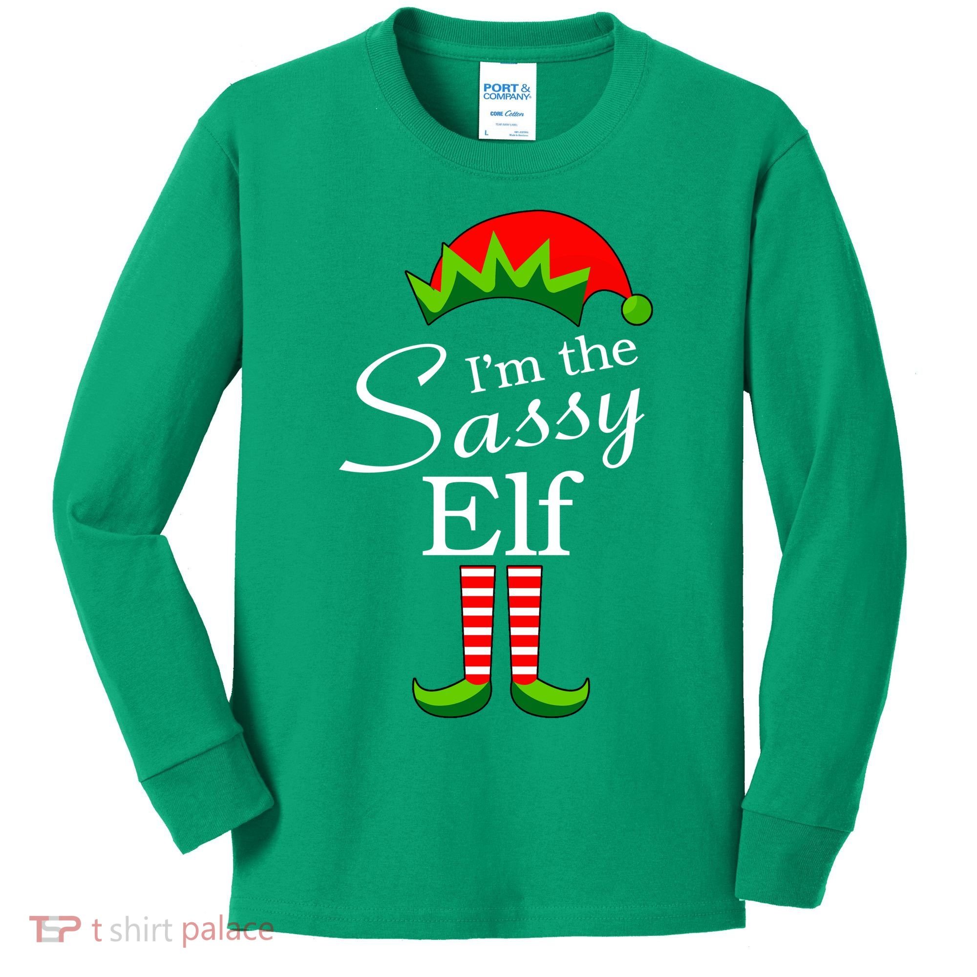 The Sassy Elf Funny Christmas Family Matching Kids Long Sleeve Shirt