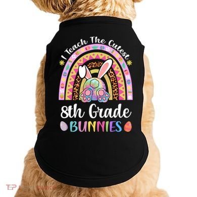 I Teach The Cutest 8th Grade Bunnies Teacher Easter Rainbow Cute Gift Doggie Tank