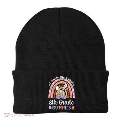 I Teach The Cutest 8th Grade Bunnies Teacher Easter Rainbow Cute Gift Beanie