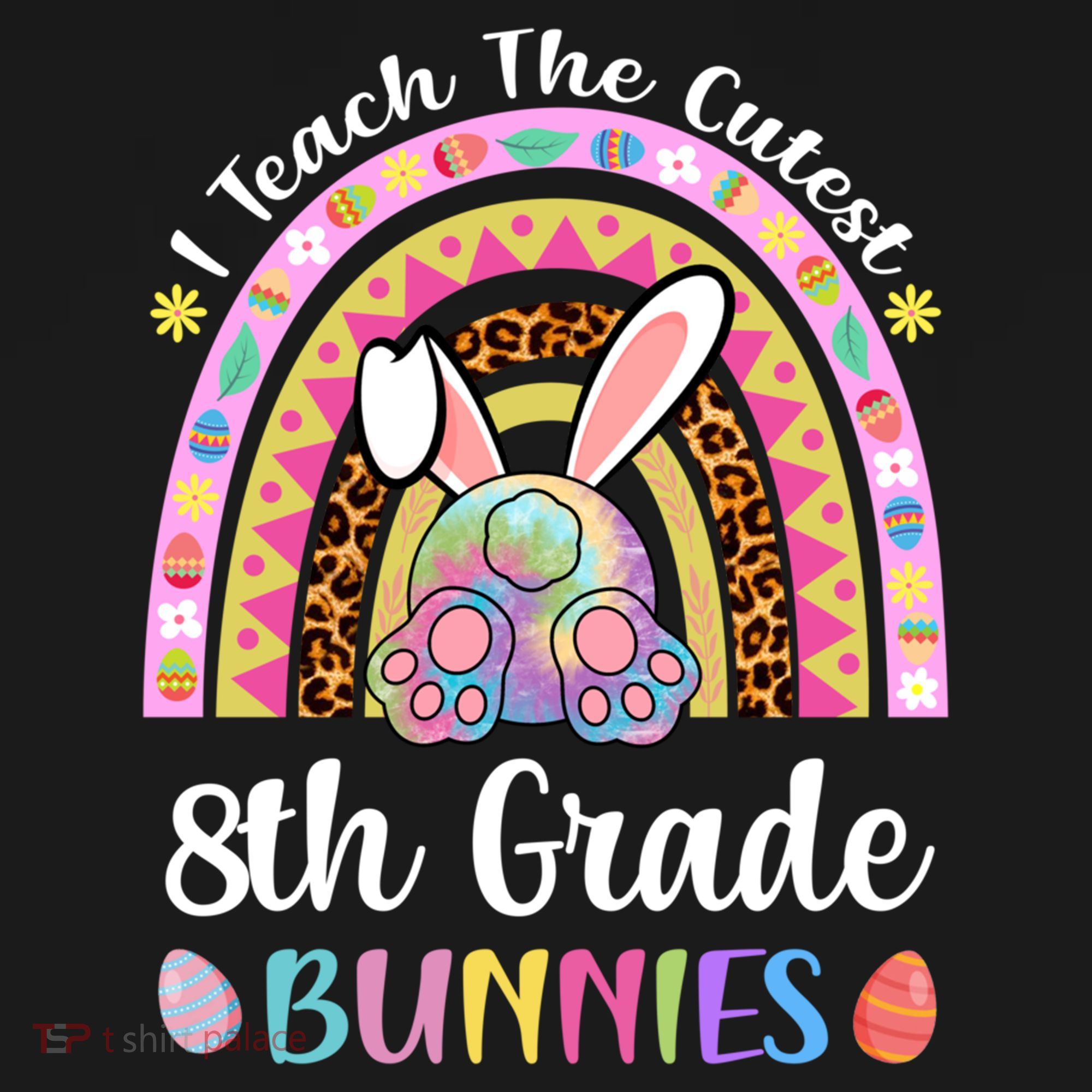I Teach The Cutest 8th Grade Bunnies Teacher Easter Rainbow Cute Gift Women's Hoodie