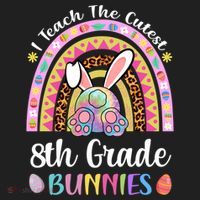 I Teach The Cutest 8th Grade Bunnies Teacher Easter Rainbow Cute Gift Golf Towel thumb 3