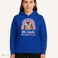 I Teach The Cutest 8th Grade Bunnies Teacher Easter Rainbow Cute Gift Hoodie thumb 5