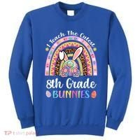 I Teach The Cutest 8th Grade Bunnies Teacher Easter Rainbow Cute Gift Sweatshirt thumb 0