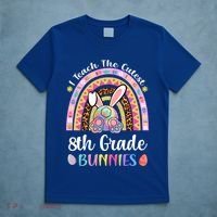 I Teach The Cutest 8th Grade Bunnies Teacher Easter Rainbow Cute Gift T-Shirt thumb 5
