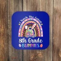 I Teach The Cutest 8th Grade Bunnies Teacher Easter Rainbow Cute Gift Coaster thumb 0