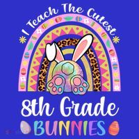 I Teach The Cutest 8th Grade Bunnies Teacher Easter Rainbow Cute Gift Coaster thumb 2