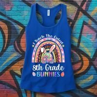 I Teach The Cutest 8th Grade Bunnies Teacher Easter Rainbow Cute Gift Women's Tank Top thumb 3