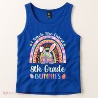 I Teach The Cutest 8th Grade Bunnies Teacher Easter Rainbow Cute Gift Tank Top thumb 2