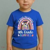 I Teach The Cutest 8th Grade Bunnies Teacher Easter Rainbow Cute Gift Toddler T-Shirt thumb 2
